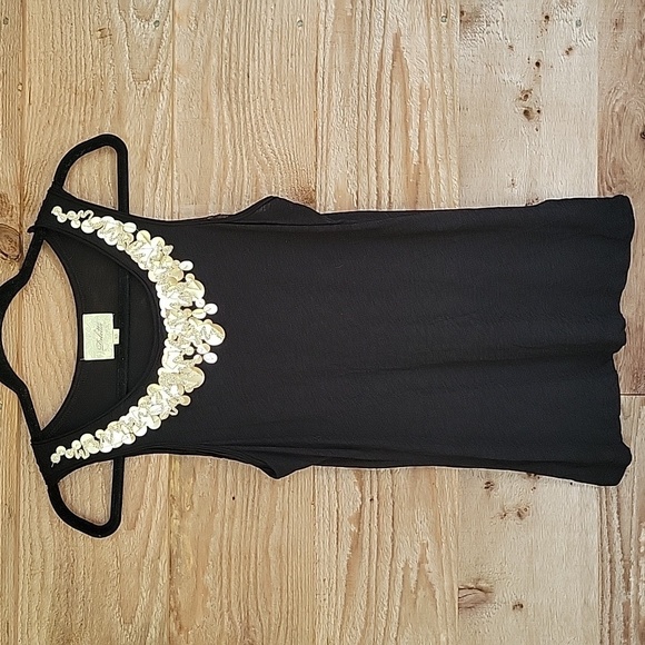 Deletta Anthropologive Size XSmall Black Tank with Gold Embellishment - Picture 1 of 6